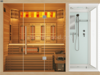 Трехместная комбинированная сауна Luxury из кедра с Душевой кабиной