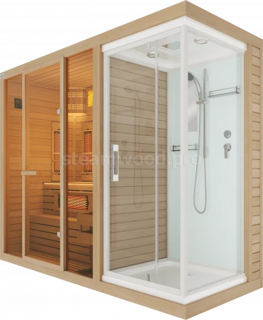 Трехместная комбинированная сауна Comfort из кедра с Душевой кабиной