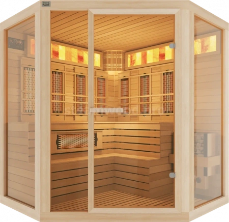 Четырехместная угловая комбинированная сауна Comfort из кедра